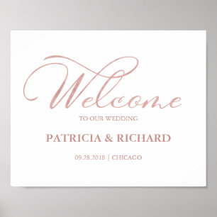 Welcome To Our Wedding Elegant Rose Gold Foil Sign