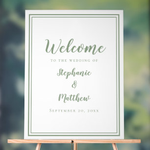 Welcome To Our Wedding Elegant Simple Sage Green Acrylic Sign