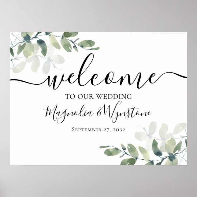 Welcome to Our Wedding Eucalyptus Wedding Sign (Front)