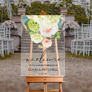 Welcome to Our Wedding Floral Acrylic Sign