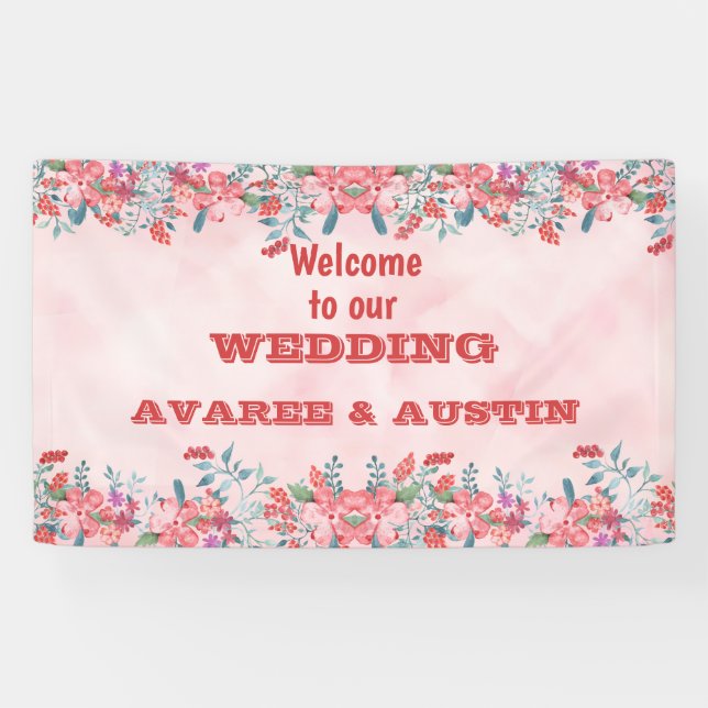 Welcome To our Wedding Floral Banner (Horizontal)