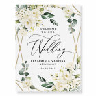 Welcome to Our Wedding Floral Gold Geometric Sign