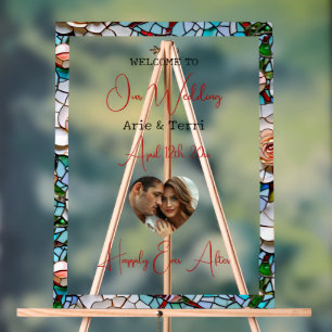 Welcome to Our Wedding Mosaic Tile and Glass Acrylic Sign