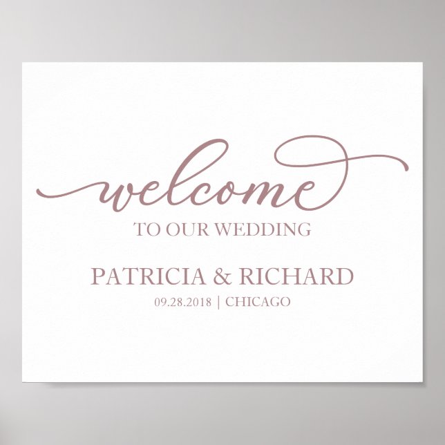 Welcome To Our Wedding Rose Gold Script Poster (Front)