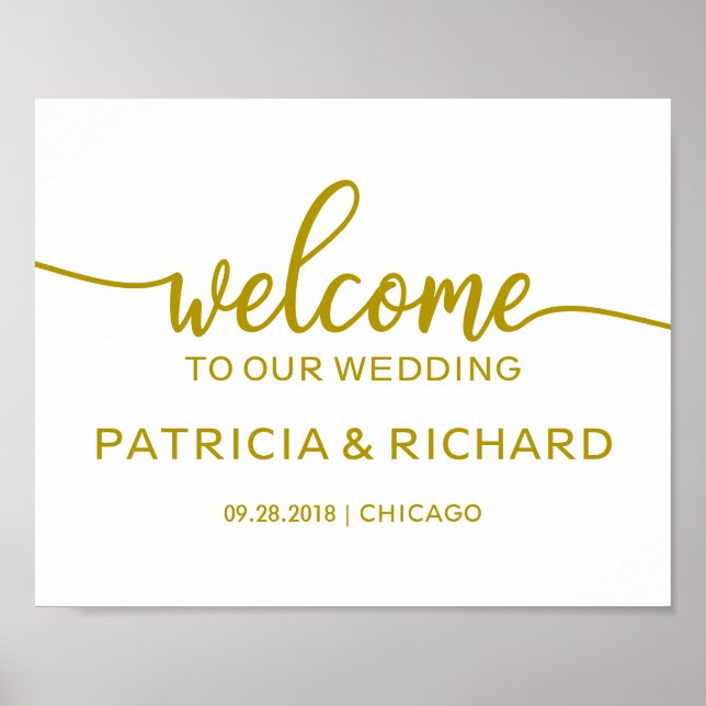 Welcome to our Wedding Rustic Chic Gold Sign (Front)