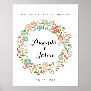 Welcome to our wedding sign Floral bothanical