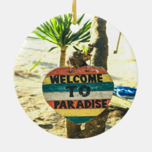 Welcome to paradise Beach Ocean Ceramic Tree Decoration