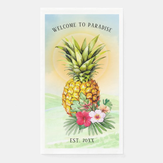 Welcome to Paradise Pineapple Paper Napkins (Front)