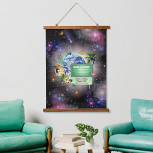 Welcome to Planet Earth Wood Topped Wall Tapestry