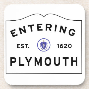 Welcome to Plymouth MA town sign Coaster