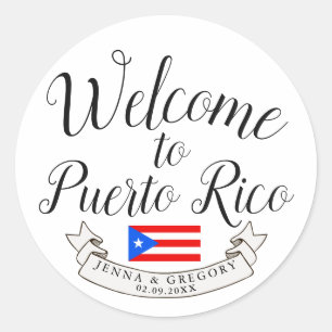 Welcome to Puerto Rico  Destination Wedding Favour Classic Round Sticker