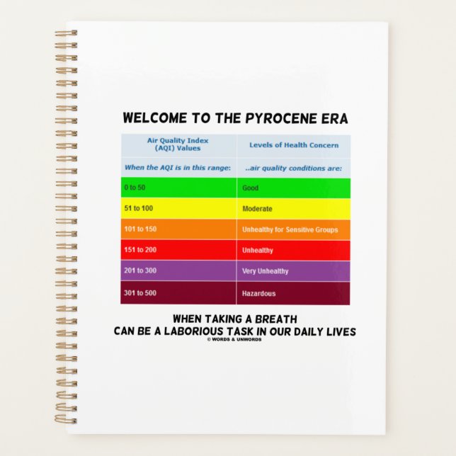 Welcome To Pyrocene Era Air Quality Index Geek Planner (Front)
