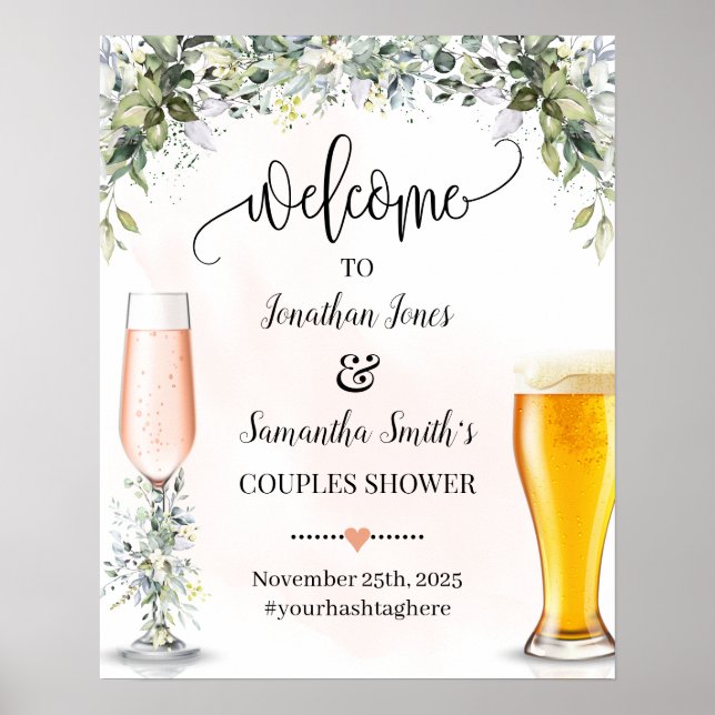 Welcome to Rose & Brews Eucalyptus succulent Sign (Front)