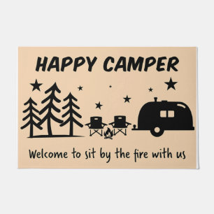 Welcome To Sit By Fire With Us Mat, Camper Gift Doormat