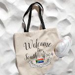 Welcome to South Africa | Destination Wedding Tote Bag<br><div class="desc">A celebratory gift item tailored to your wedding guest travelling to see you in the beautiful country of South Africa.  All elements of this item are unlocked and adjustable to suit your needs. Have fun making it your own.</div>