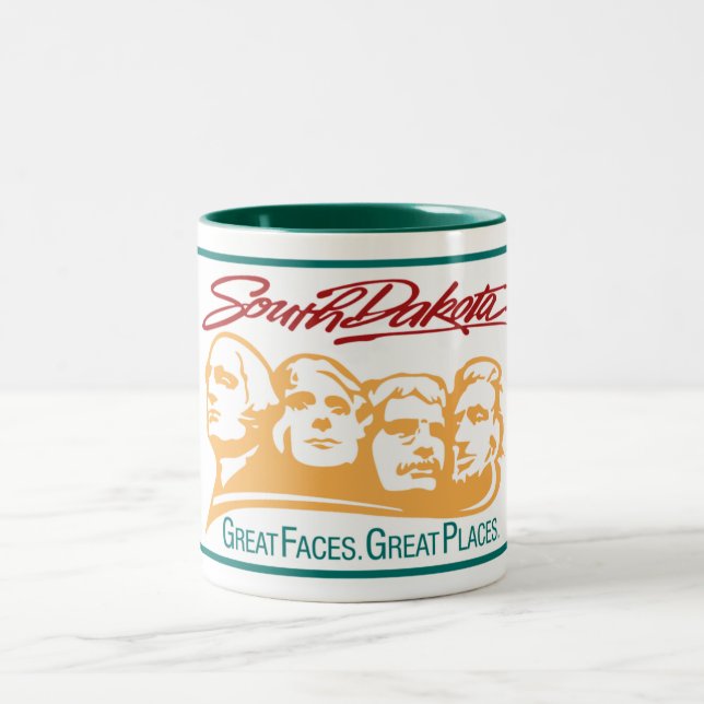 Welcome to South Dakota - USA Road Sign Two-Tone Coffee Mug (Center)