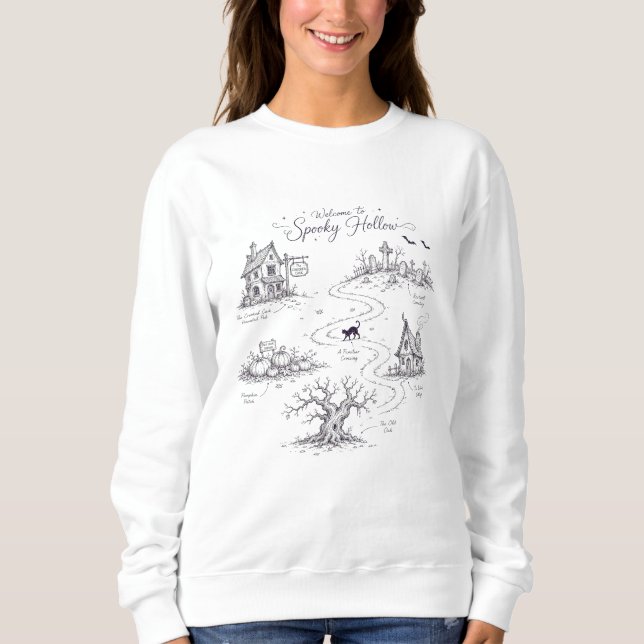 Welcome to Spooky Hollow Halloween Map Sweatshirt (Front)