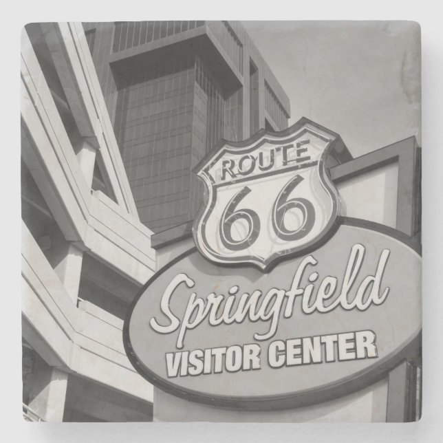 Welcome To Springfield Grayscale Stone Coaster (Front)