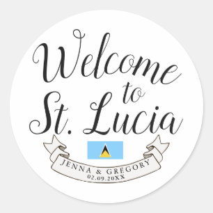 Welcome to St. Lucia Destination Wedding Favour Classic Round Sticker