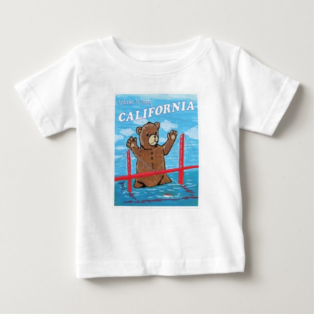 Welcome To Sunny California Giant Teddy Bear Baby T-Shirt (Front)