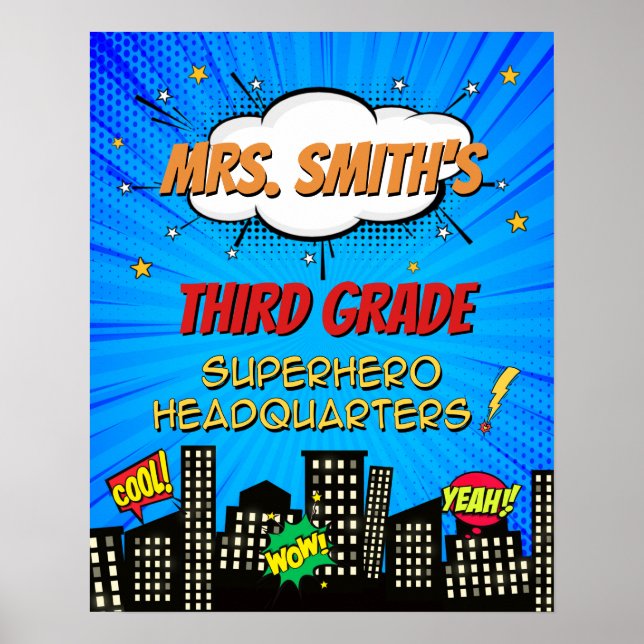 Welcome to Superhero Headquarters Classroom Poster (Front)
