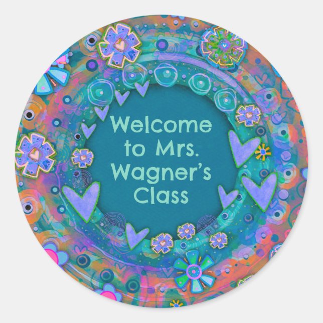 Welcome to Teacher’s Class Personalised Classic Round Sticker (Front)