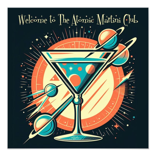 Welcome To The Atomic Martini Club Space Age Photo Print (Front)