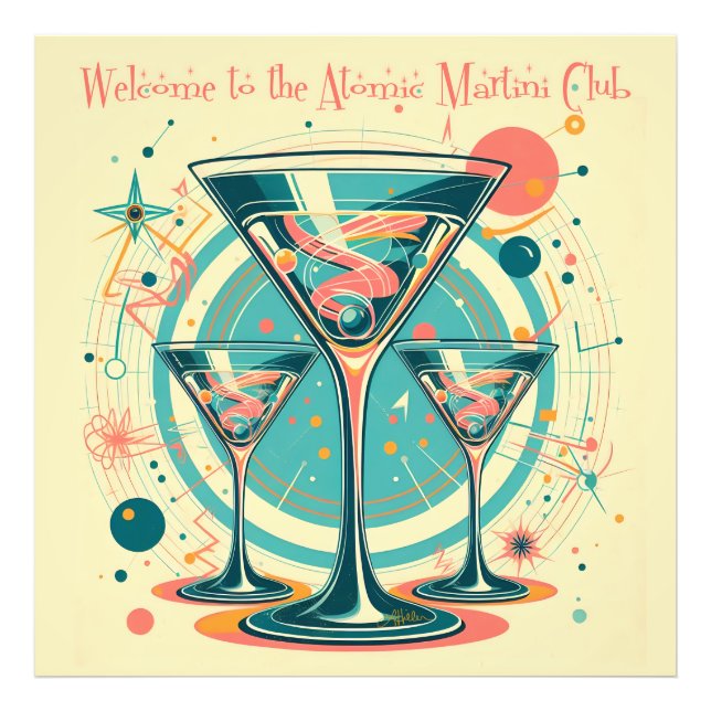 Welcome To The Atomic Martini Club Triple Play Photo Print (Front)