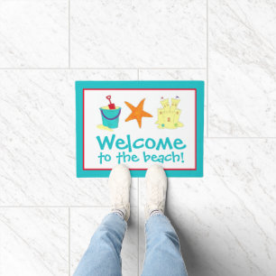 Welcome to the Beach Sandcastle Pail Seashells Doormat
