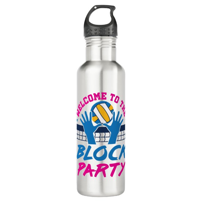 Welcome to the Block Party Volleyball Player Funny 710 Ml Water Bottle (Front)
