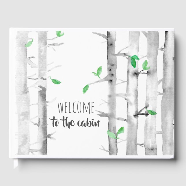 Welcome To The Cabin Aspen Birch Trees Guest Book (Front)