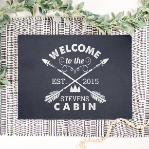 Welcome to the Cabin Personalised Doormat Navy
