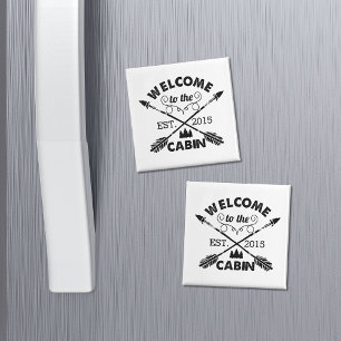 Welcome to the Cabin   Rustic Arrows & Pine Tree Magnet