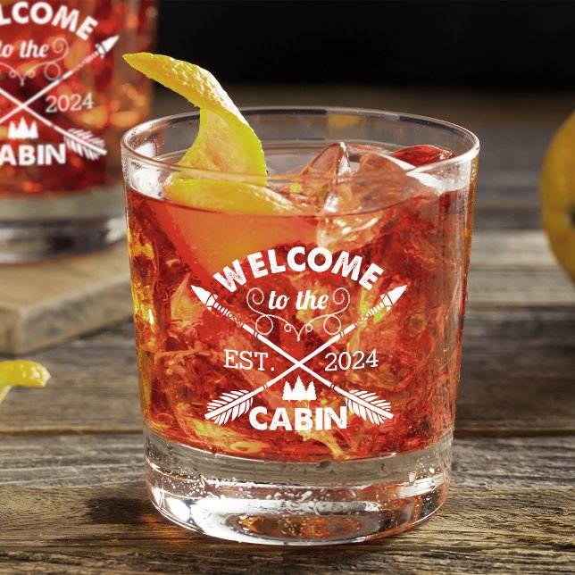 Welcome to the Cabin | Rustic Arrows Whiskey Glass (Creator Uploaded)