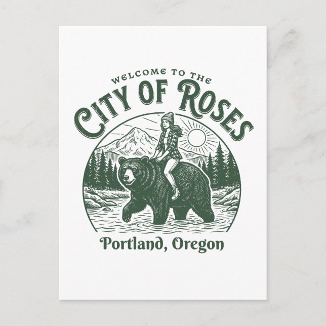 Welcome to the City of Roses Portland City Oregon Postcard (Front)