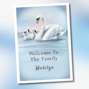 Welcome To The Family Mama Swan With Babies Card
