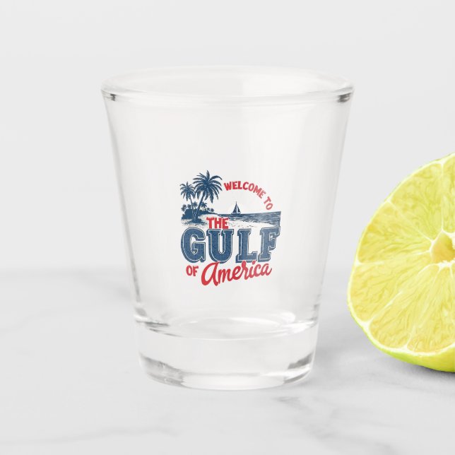 Welcome to the Gulf of America Immigrant Mexican  Shot Glass (Front)