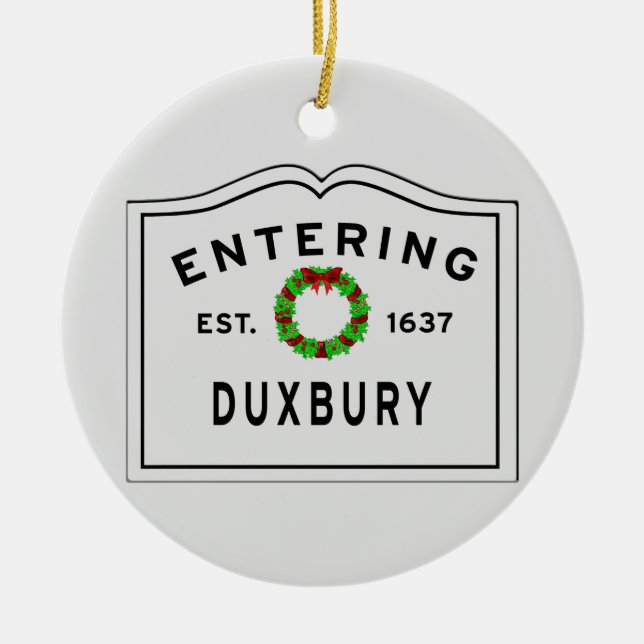 Welcome to the Holidays in Duxbury Ceramic Tree Decoration (Front)