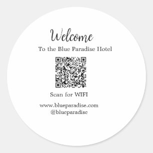 Welcome to the hotel restaurant villa scan QR WIFI Classic Round Sticker