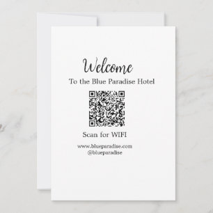 Welcome to the hotel restaurant villa scan QR WIFI Holiday Card