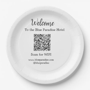 Welcome to the hotel restaurant villa scan QR WIFI Paper Plate
