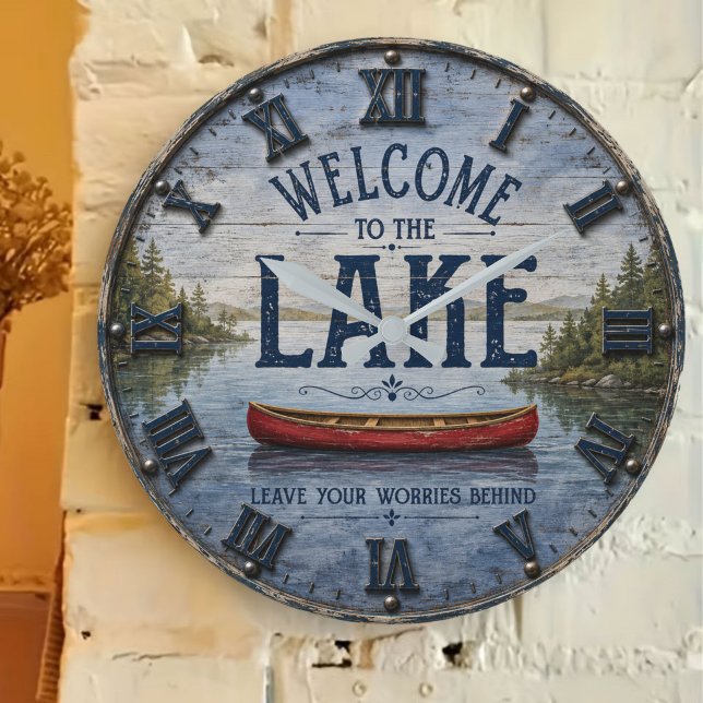 Welcome to the Lake Canoe House  Large Clock (Creator Uploaded)