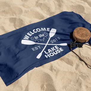 Welcome to the Lake House   Custom Beach Towel