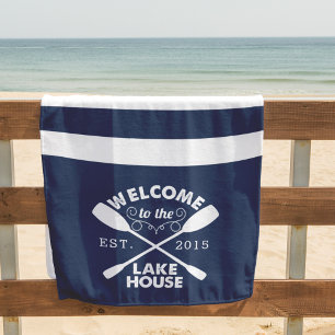 Welcome to the Lake House   Custom Beach Towel