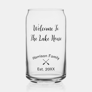 Welcome To The Lake House custom family name Can Glass