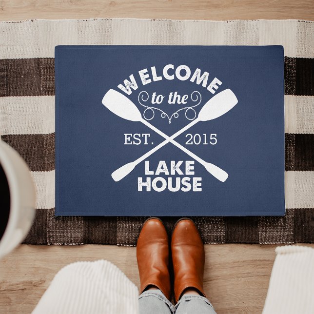 Welcome to the Lake House | Navy & White Paddles Doormat (Creator Uploaded)