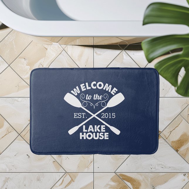 Welcome to the Lake House | Rustic Canoe Paddles Bath Mat (Creator Uploaded)