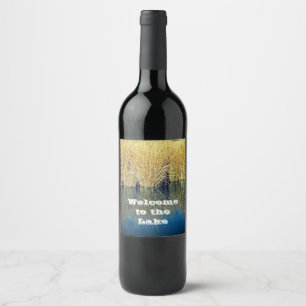 Welcome to the Lake Water Reflection House Guest Wine Label