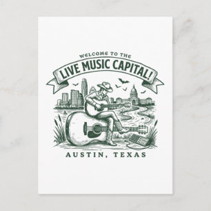 Welcome to the Live Music Capital Austin City Texa Postcard