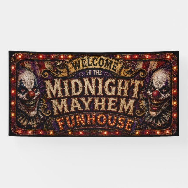 Welcome to the Midnight Mayhem Funhouse Banner (Horizontal)